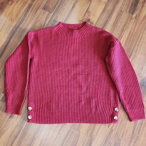Madison Grey Pink Mockneck Button Side Sweater